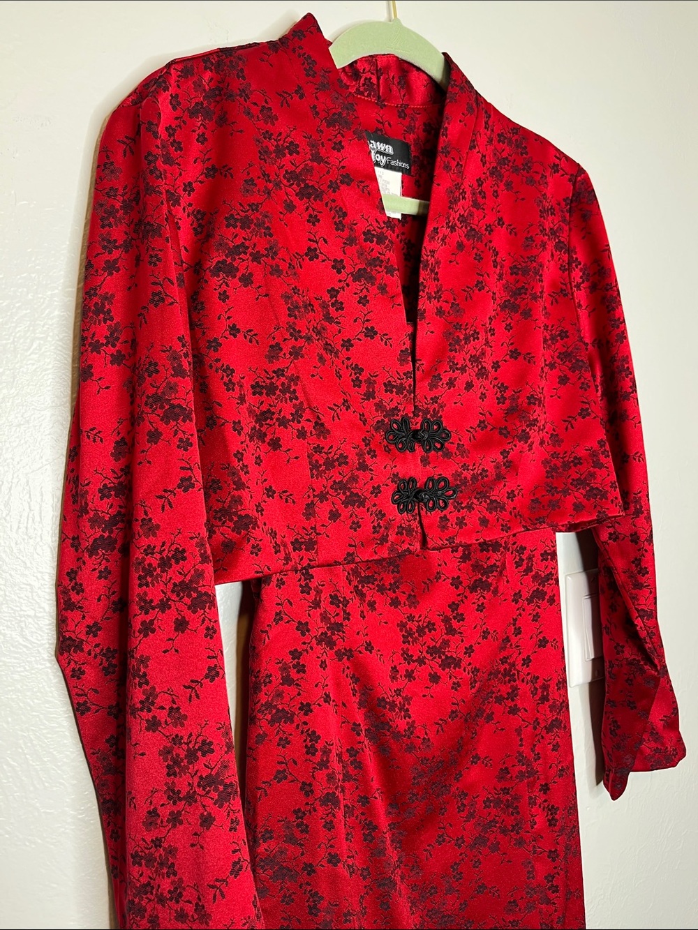 Vintage 90s Crimson/Black Cherry Blossom Print 2 Piece Set - Size M Homecoming